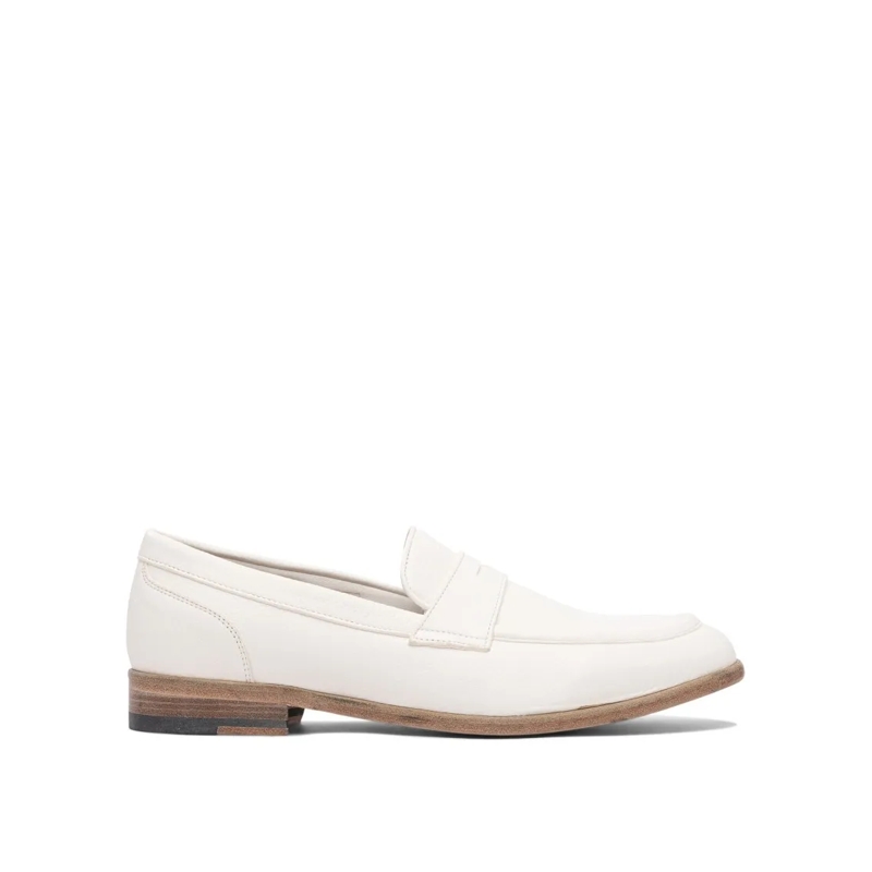 Sturlini Ballerinas Leather Loafers With Subtle Stitched Detail White