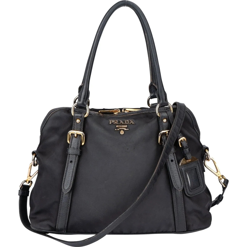 Prada Schultertasche Prada Black Nylon City Handbag schwarz