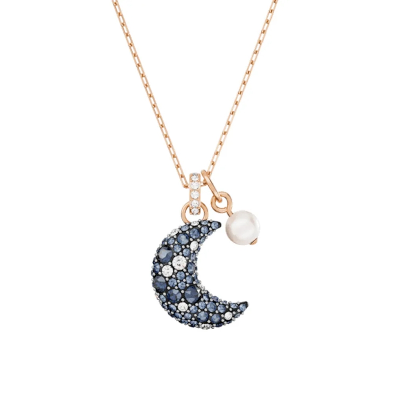 Swarovski Hanger Luna pendant, Moon, Rose gold-tone plated Multicolored