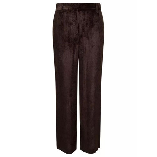 Grifoni Black Straight Pants With Concealed Fastening In C Brown Byxor