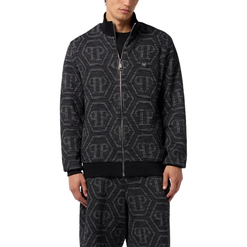 Philipp Plein Blouson Jacquard Tracksuit Jacket Monogram schwarz(Image 3)
