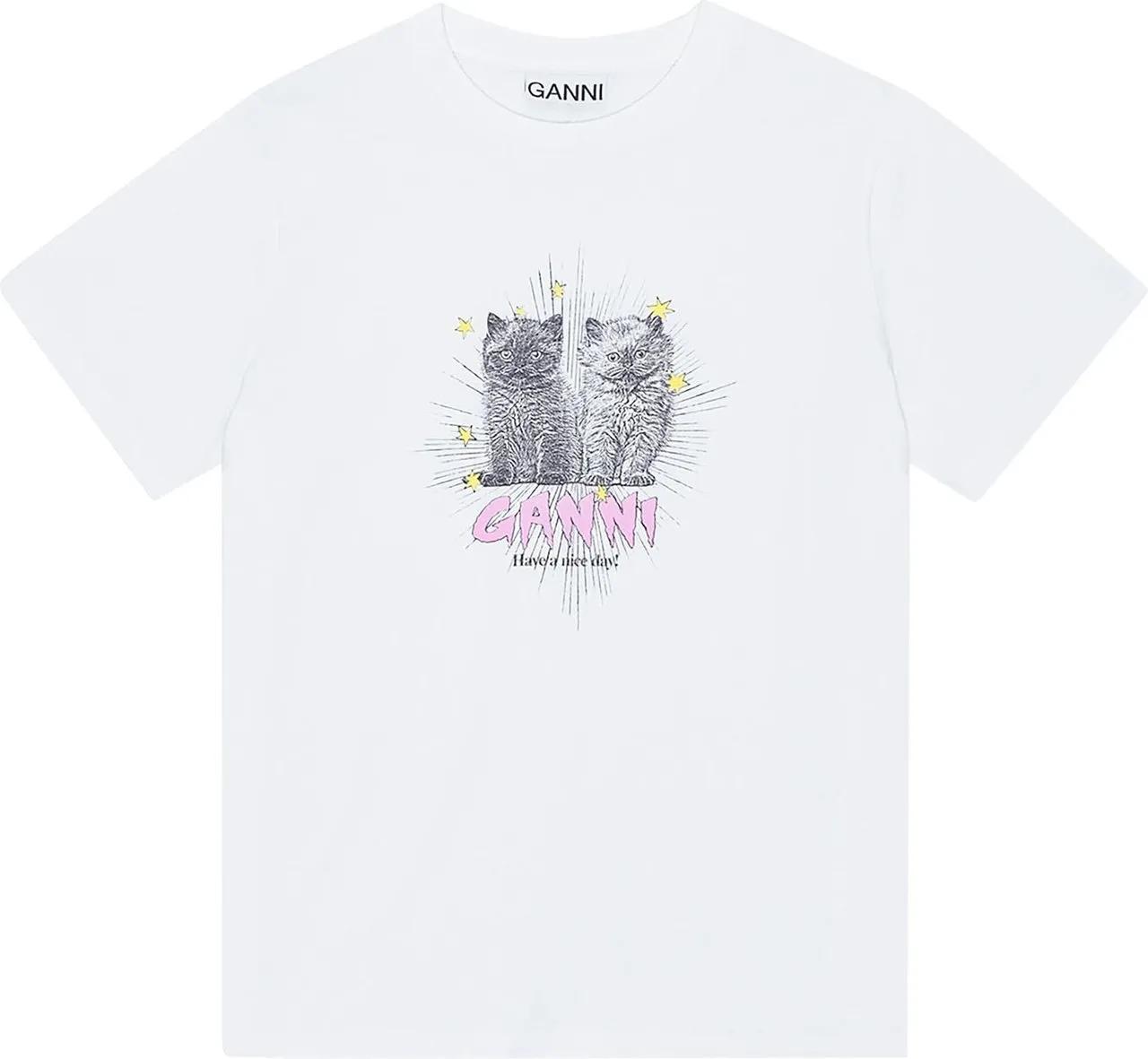 Thumbnail - GANNI - t-shirt wit - Größe S - weiß
