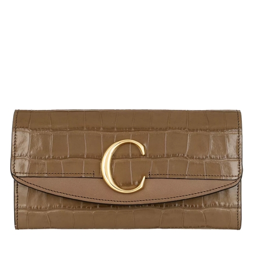 Chloé C Continental Wallet Leather Army Green Continental Wallet