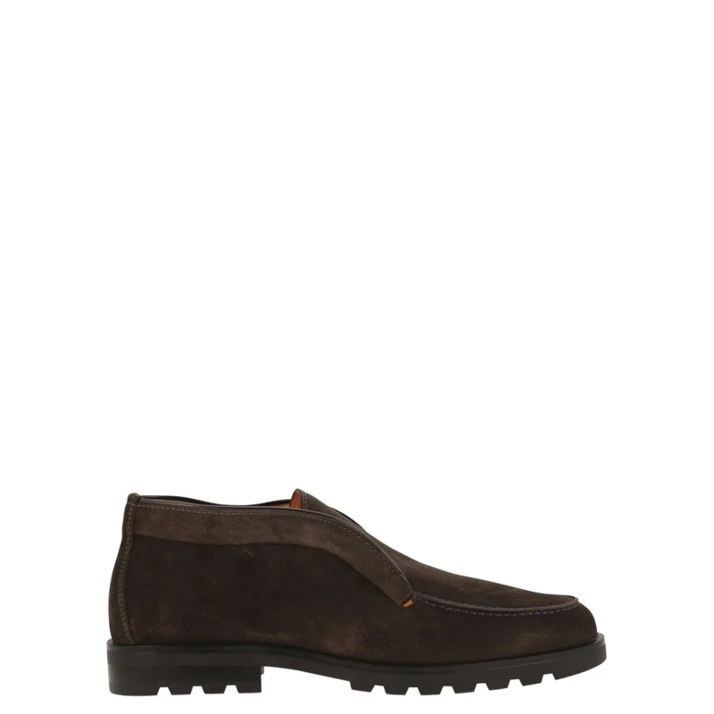 Santoni Bottes Suede Ankle Boot Without Laces Brown