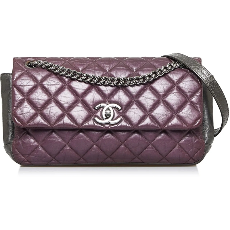 Chanel Schultertasche Glazed Matelasse Portobello Flap Bag lila