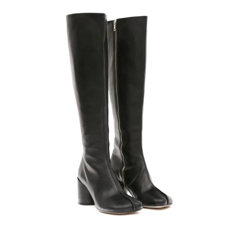 MM6 Maison Margiela Laarzen Black Leather Tabi Boot Black