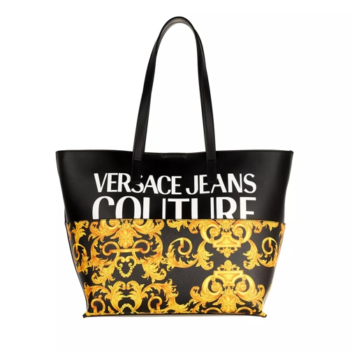 Versace Jeans Couture Logo Shopper Leather Black Gold Sac à provisions
