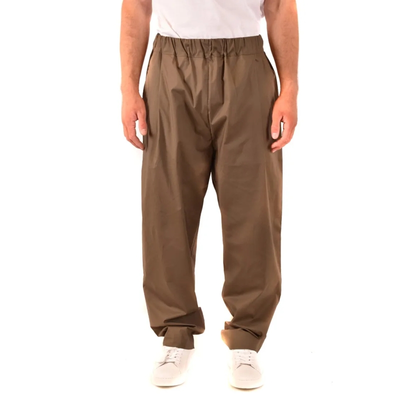 Laneus Pantalon Loose-Fitting Trousers With Elastic Waistband Brown
