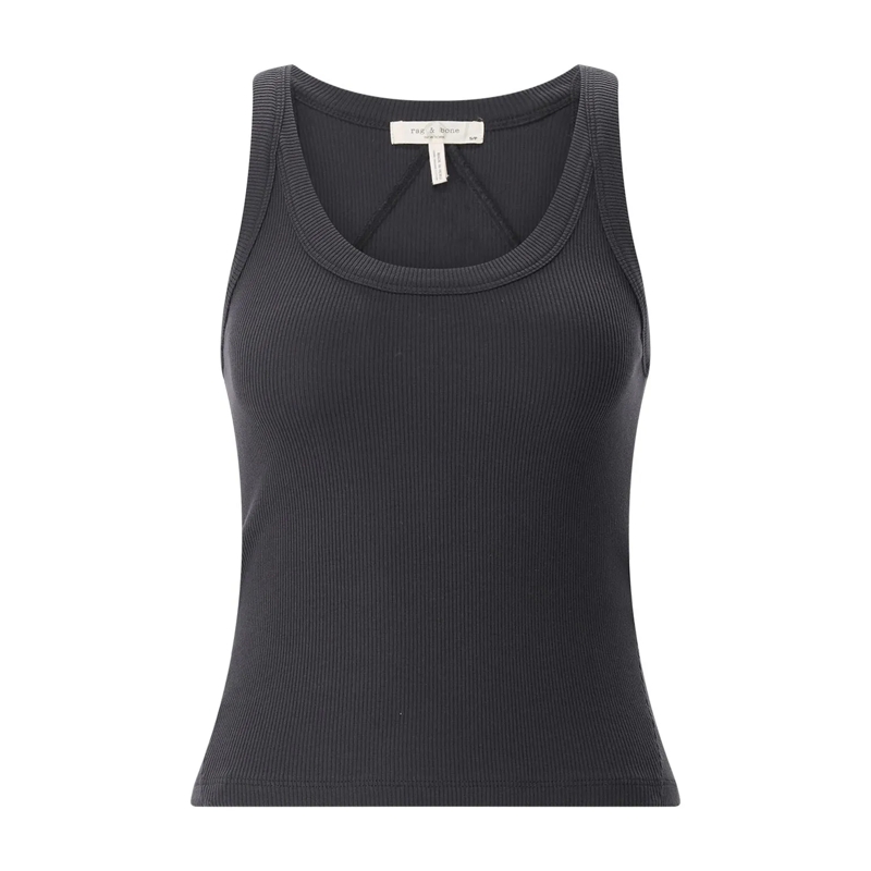 Rag & Bone Top Ripp-Top mit U-Ausschnitt schwarz