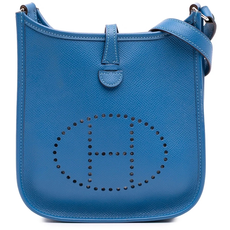 Hermès Schultertasche Epsom Evelyne TPM blau