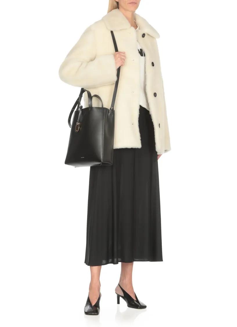 Jil Sander Totes & shoppers Black Leather Tote Bag in zwart