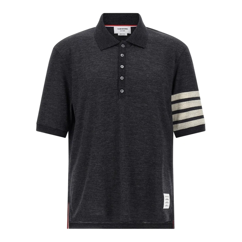 Thom Browne Polo "4Bar" Polo Shirt Grey