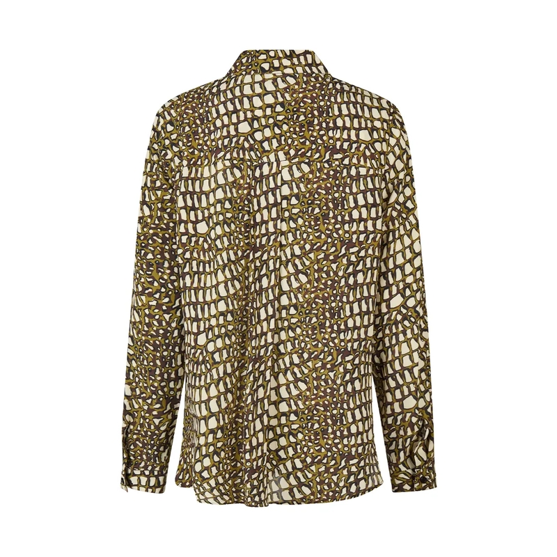 Marc Aurel Bluse Hemdbluse mit Reptilienprint grün(Image 5)