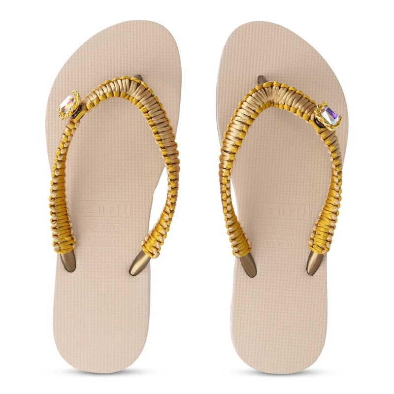 UZURII Flip Flops flip flop Taupe Macrame Switch sand(Image 16)