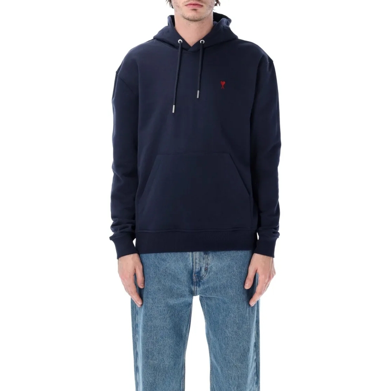 AMI Paris  De Cœur Cotton Hoodie Blue