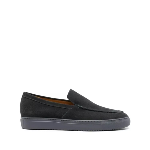 Doucal's Round-Toe Suede Loafers Black Mocassin