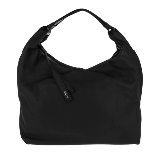Abro Baltimora Shoulder Leather Hobo Bag Black/Nickel Hoboväska