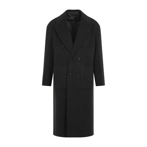 Kiton Tib Dark Grey Virgin Wool Coat Black Trench Coats