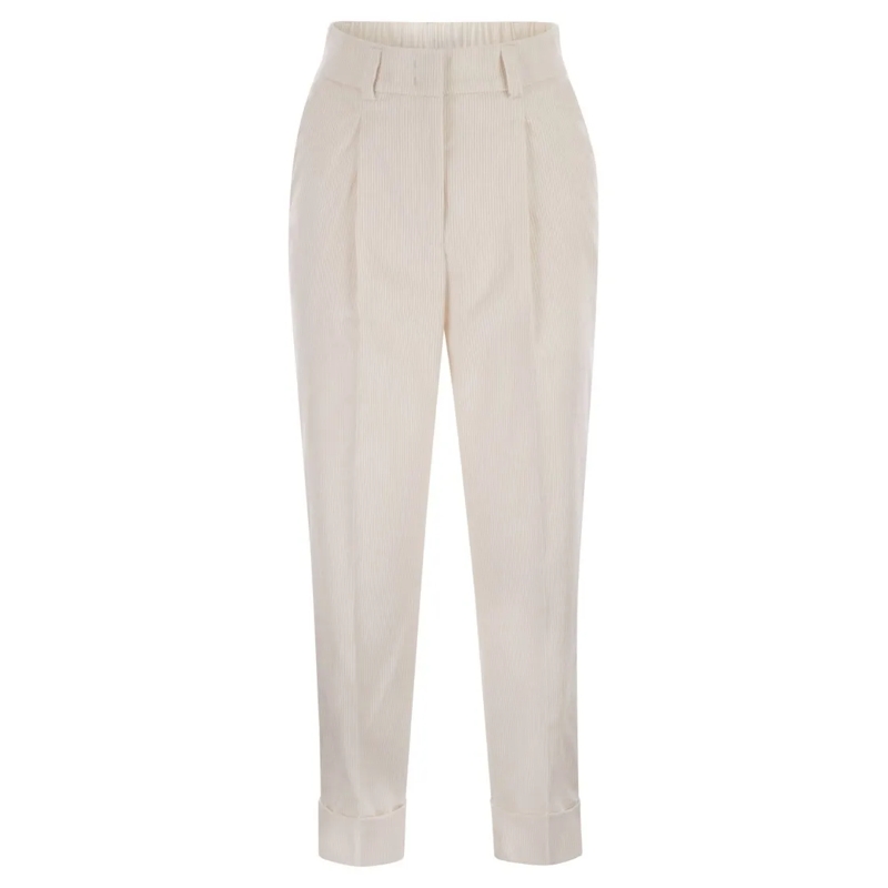Peserico  500-Stripe Velvet Trousers Grey