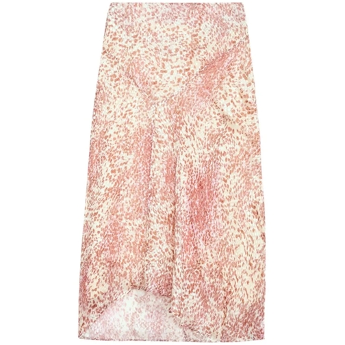 Isabel Marant Jupes midi Ruby Red And White Abstract Lisanne Midi Skirt Neutrals