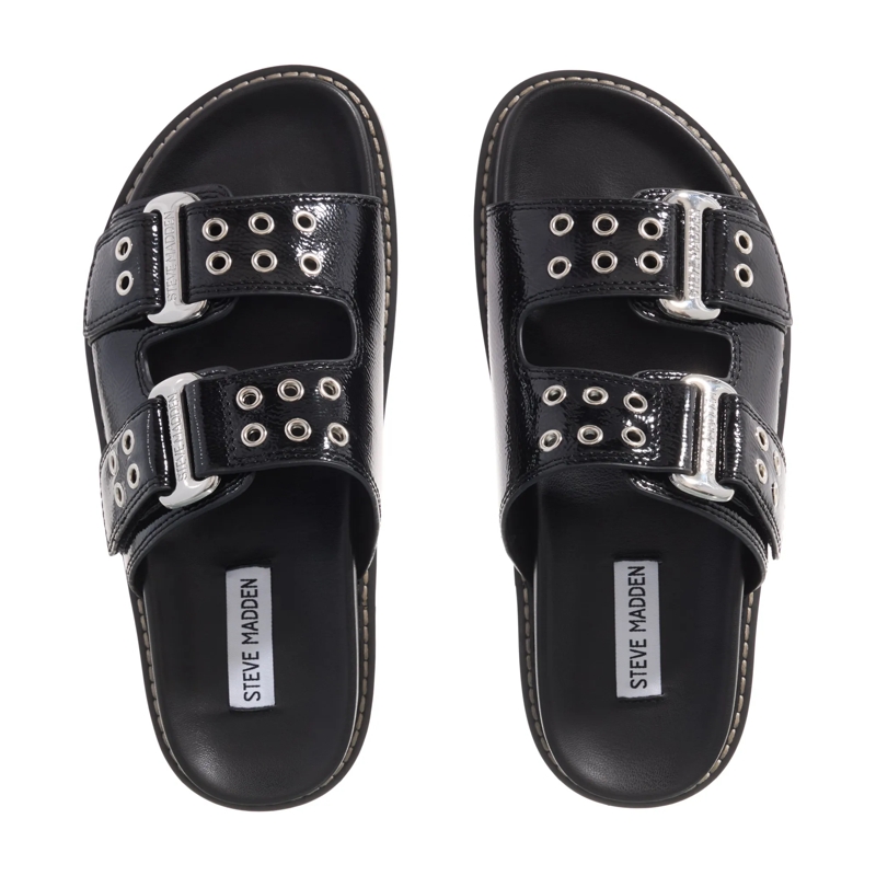 Steve Madden Slides Agent Black Crinkle Patent(Image 11)