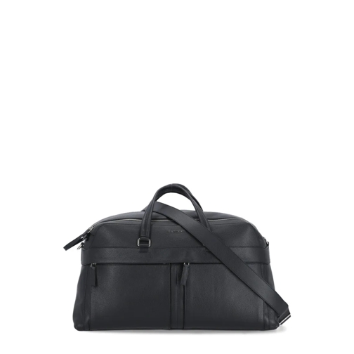 Orciani Weekendtas Micron Pebbled Leather Duffel Bag Black