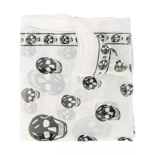 Alexander McQueen White Chiffon Skull Scarf White 