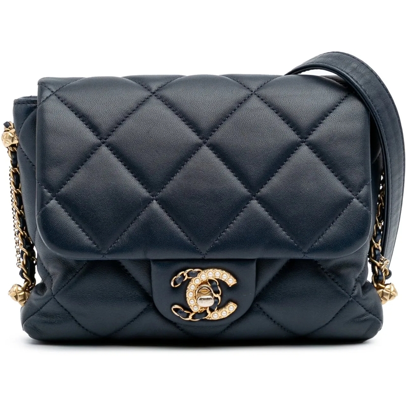 Chanel Sac à bandoulière Mini Quilted Lambskin Crush on Chains Flap blau