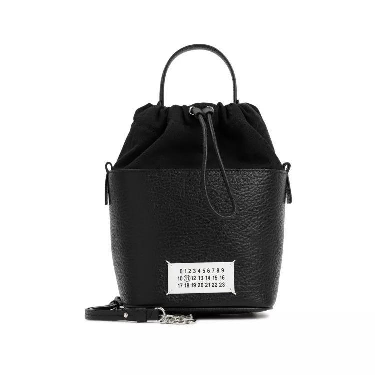 Maison Margiela Beuteltasche - Black Leather Bucket Bag - Gr. unisize - in Schwarz - für Damen