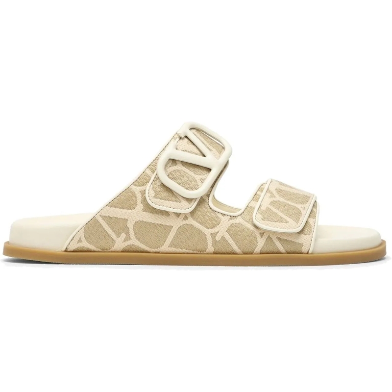 Valentino Garavani Sandalen Valentino Garavani Toile Iconographe Flat Sandals beige