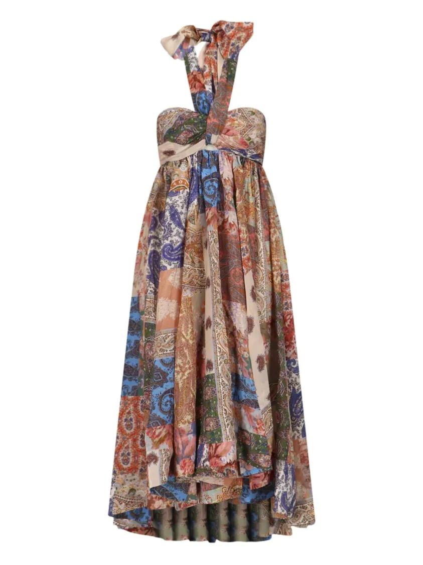 Thumbnail - Zimmermann - "Devi Halter" Maxi Dress – Multicolor - Größe 1 - bunt