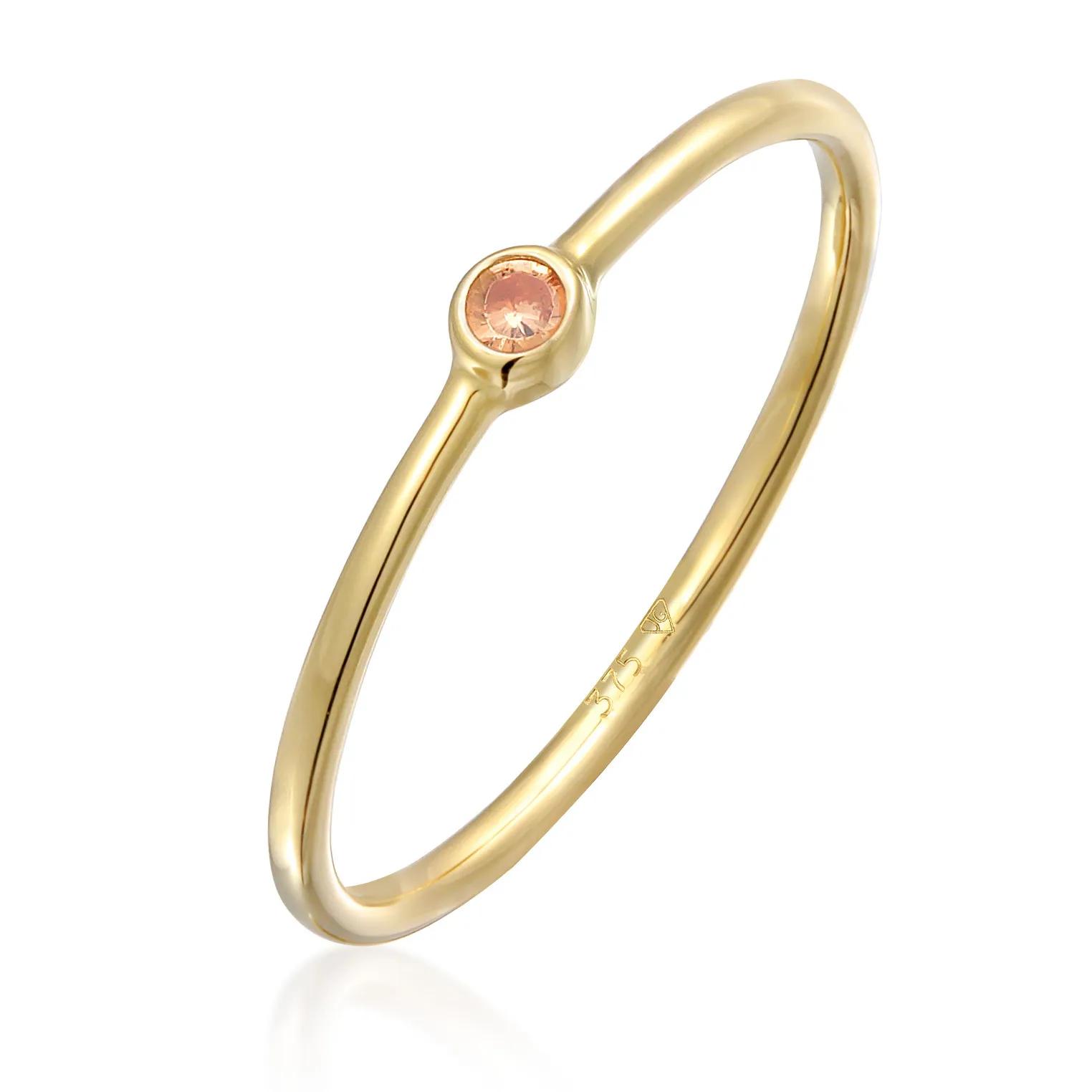 Thumbnail - Elli Ringe - Ring Ladies solitaire plain with zirconia in 375 y - Gr. 54 MM - in Rosa - für Damen