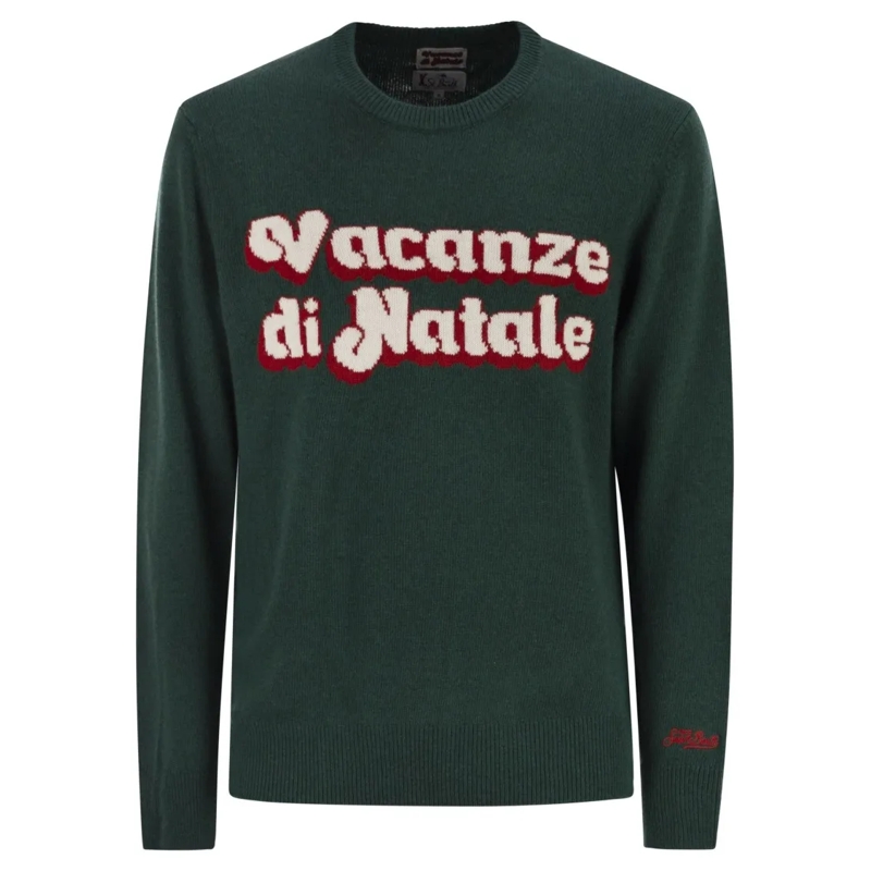 Mc2 Saint Barth Trui Heron - Crew Neck Sweater With Embroidery On The F Green