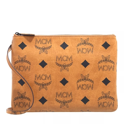 MCM Aren Visetos Flat Pouch Med Cognac Clutch