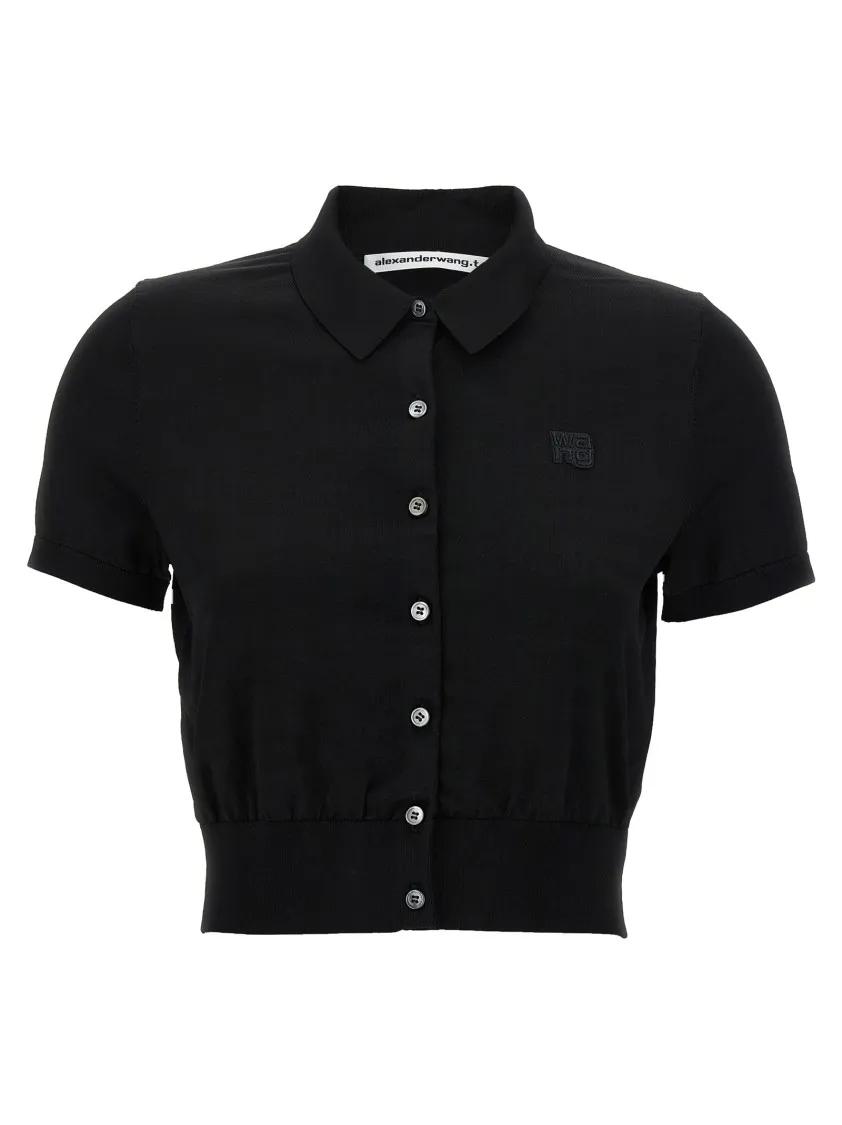 Tシャツ・カットソー Alexander Wang FW25 Logo patch polo shirt (4KC3253065 001) T by Alexander Wang Logo Patch Polo Shirt Black | T-shirts