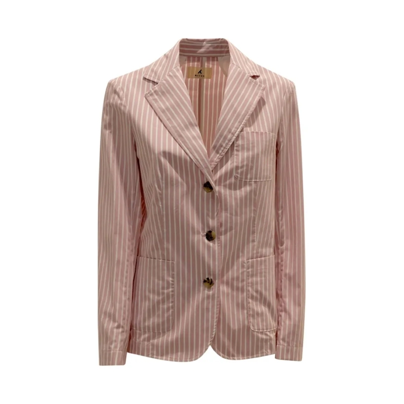 MYTHS Blazer Pink Stripes Cotton Blazer Pink