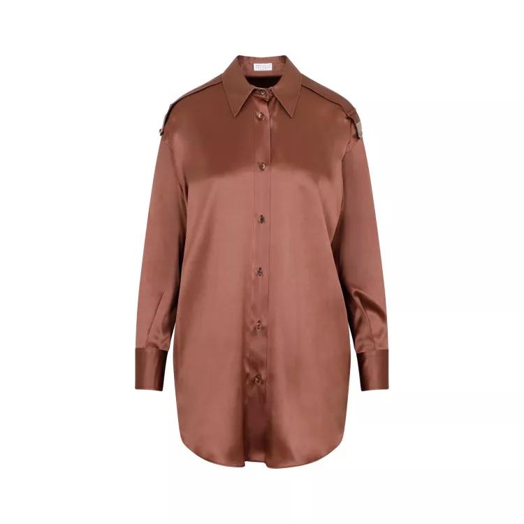 Brunello Cucinelli - Brown Silk Shirt - Größe XS - brown