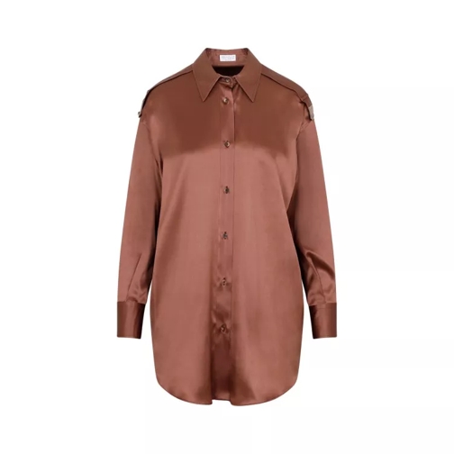 Brunello Cucinelli Brown Silk Shirt Brown 