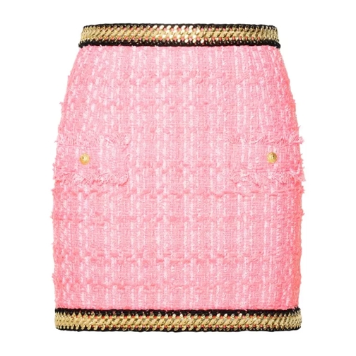 Balmain Mini Skirt In Pink Cotton Blend Pink 