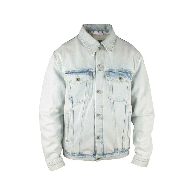 Off-White Spijkerjasje Light Blue Denim Jacket With Graffiti Logo White