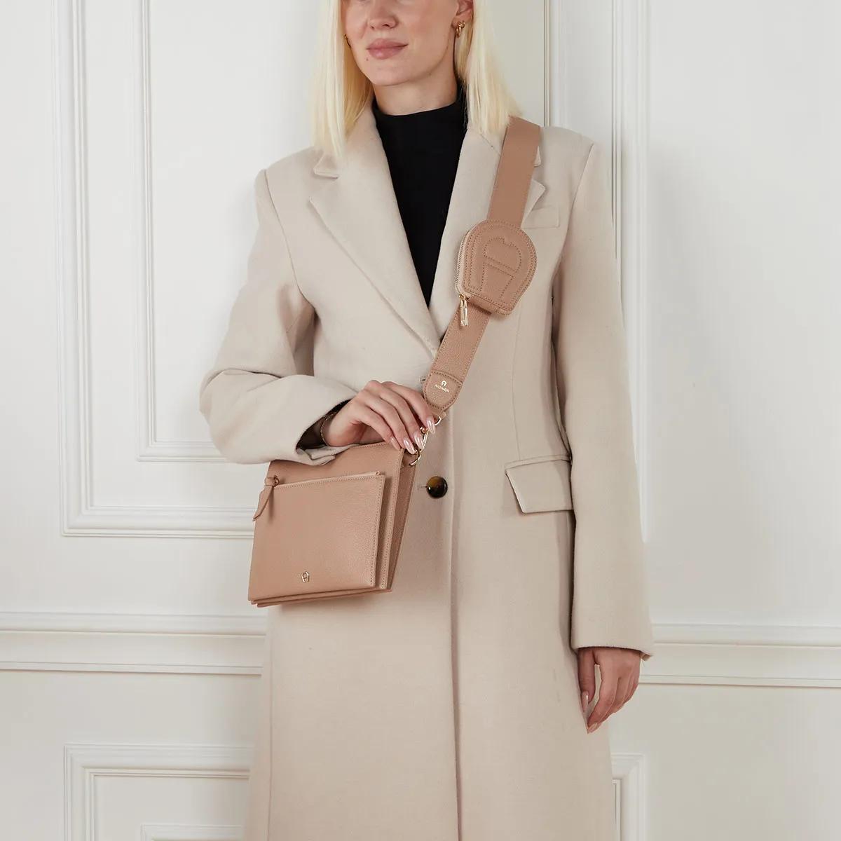Aigner Leren Crossbody Tas Isa Beige Dames