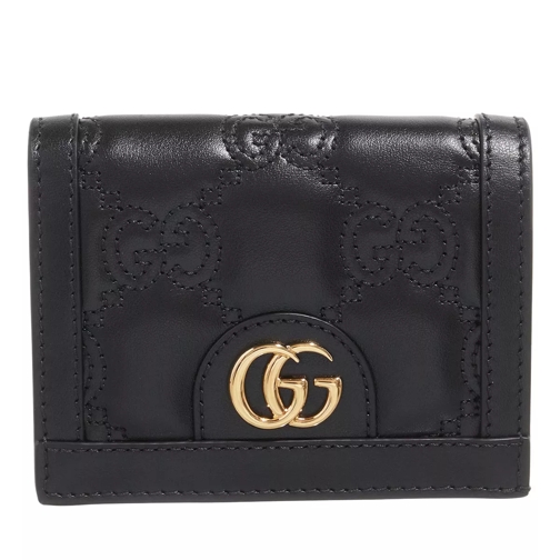 Gucci GG Matel Leather Card Case Black Bi-Fold Portemonnee