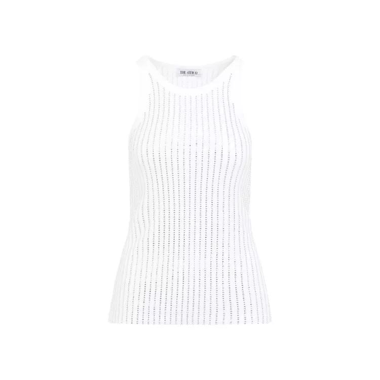 The Attico - White Crystal Cotton Ribbed Jersey Tank - Größe 42 - white