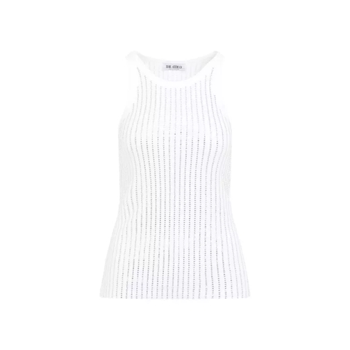 The Attico  White Crystal Cotton Ribbed Jersey Tank White