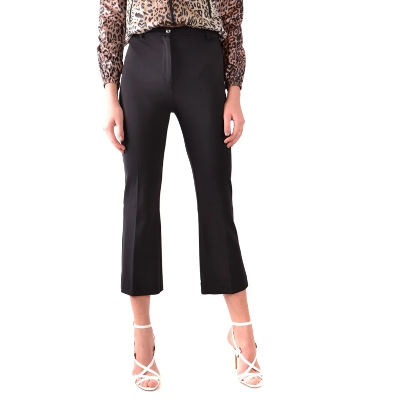 Pinko  Cropped Black Trousers With Slight Flare Hem Black