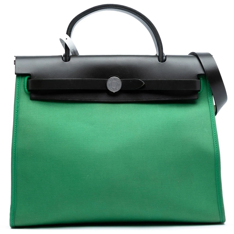 Hermès Schultertasche Toile Herbag Zip 31 grün