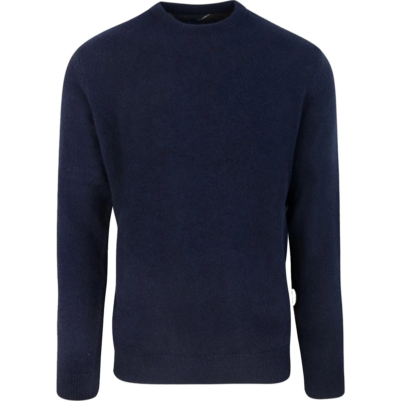 Barbour  Crew Neck Cotton Sweater With Plaid Elbow Patches Black