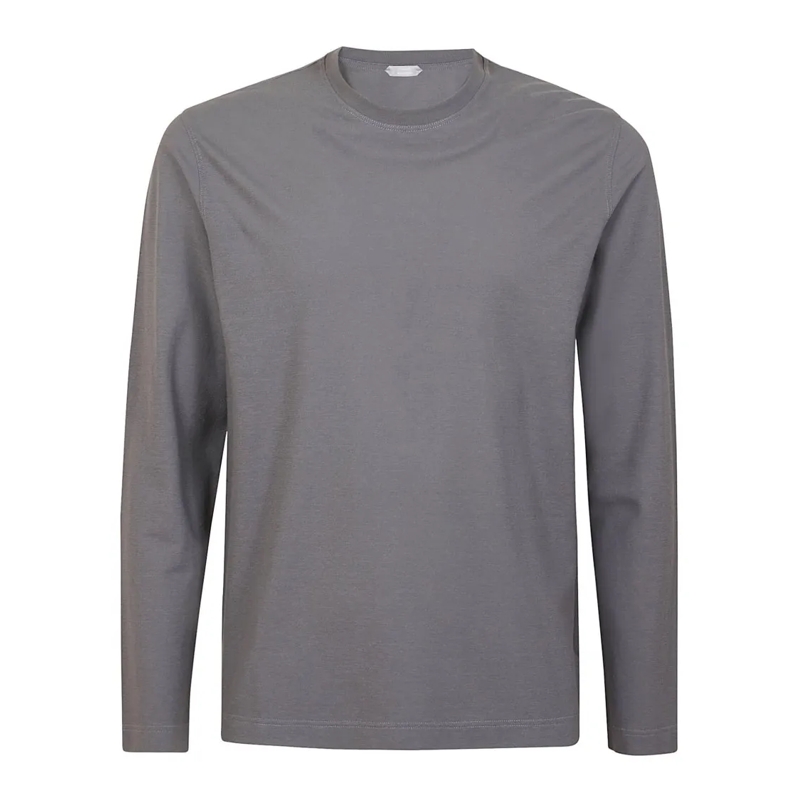 Zanone Haut à manches longues Long-Sleeved Grey Cotton T-Shirt With Classic Crew Grey