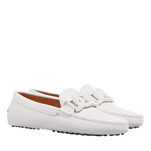Tod's Gommino Chain-Link Loafers White Driver mockasiner