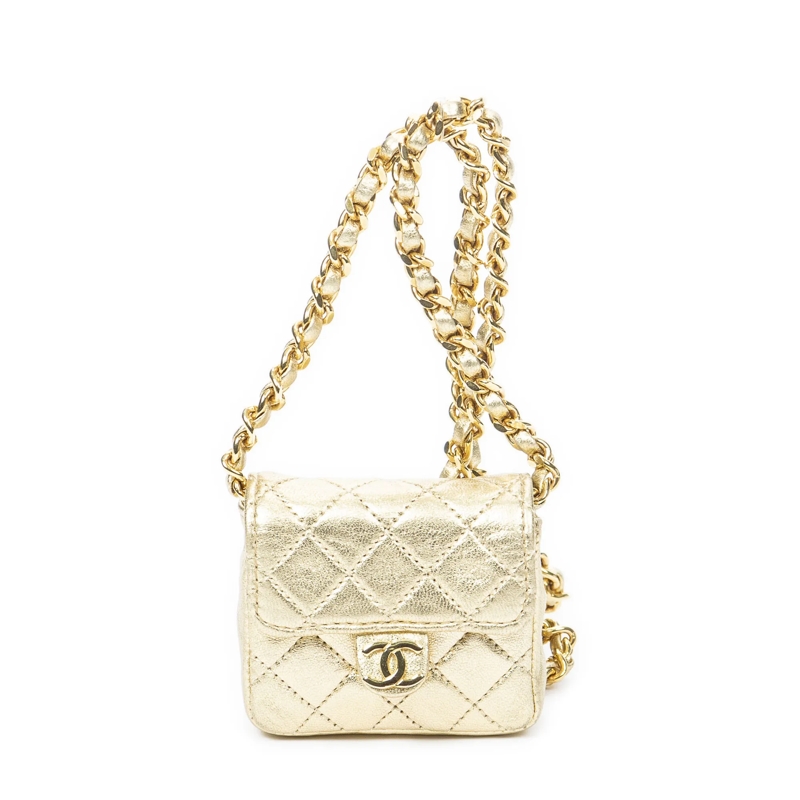 Chanel Crossbody Bag Vintage Micro Mini Chain Crossbody gold
